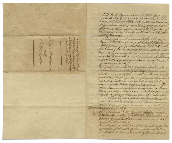 Confederate Cavalry General J.E.B. Stuart Document Signed as a US Quartermaster