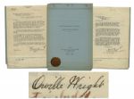 Orville Wright Typed Letter Signed & Document Signed in Type From The National Aeronautic Association -- ...it was by merest chance that any of us were present at the landing...