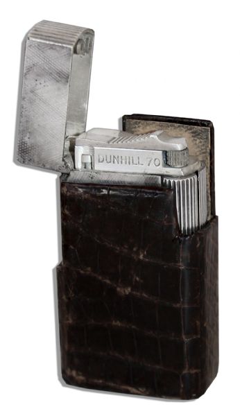 Marlene Dietrich Personally Owned Handheld Dunhill Cigarette Lighter & Leather Case