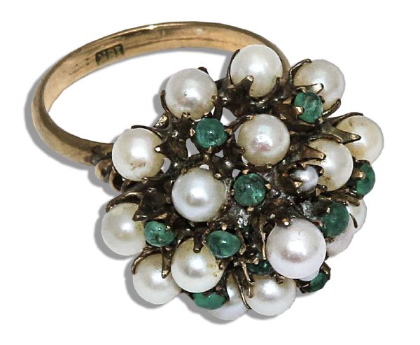 Marlene Dietrich Personally Owned Emerald and Pearl Ring