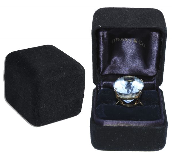Marlene Dietrich Personally Owned Large Aquamarine Solitaire Ring Set in 18k Gold by Tiffany & Co.