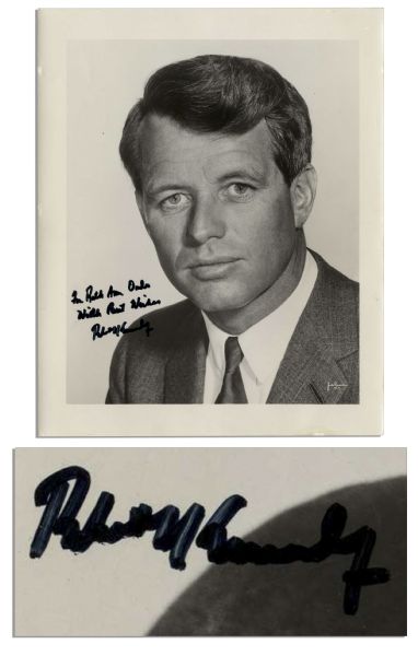 Excellent Robert Kennedy 8'' x 10'' Portrait Photo Signed