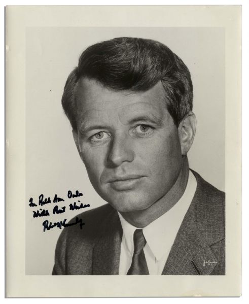 Excellent Robert Kennedy 8'' x 10'' Portrait Photo Signed