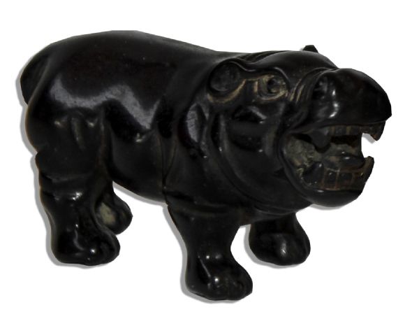 Marlene Dietrich Personally-Owned Wood Figurine of a Hippo