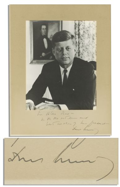 JFK Signed & Inscribed Photo -- To Union Leader Alex Rose