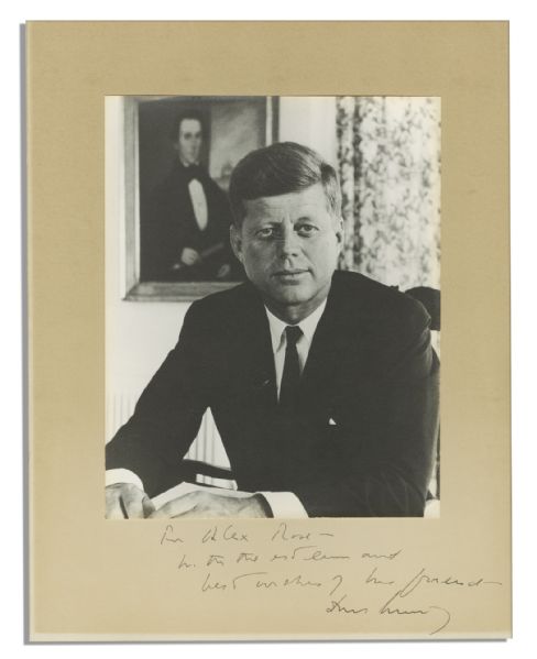 JFK Signed & Inscribed Photo -- To Union Leader Alex Rose