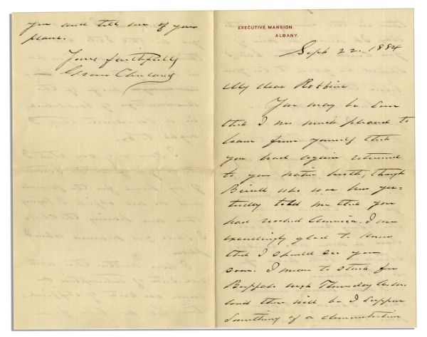 Grover Cleveland Autograph Letter Signed as Governor of New York & Democratic Candidate For President -- on His Bachelorhood -- ''...I shall get married when I please...''