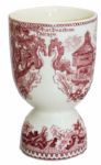 Marlene Dietrich Personally Owned Set of Red Transferware Double Egg Cups
