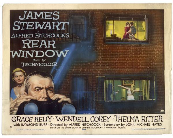 Movie Poster For Alfred Hitchcock's ''Rear Window'' -- Starring James Stewart & Grace Kelly -- 28'' x 22''