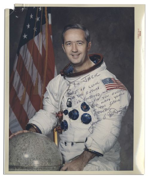 Apollo 9 Astronaut 8'' x 10'' Photos Signed -- All 3 Photos Are Dedicated to Apollo 13 Pilot Jack Swigert, From His Personal Collection
