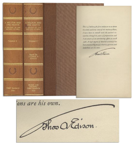 Thomas Edison & Terry Ramsaye ''A Million And One Nights: A History of The Motion Picture'' Signed Edition -- #142