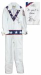 George Hamilton Signed Evel Knievel Suit -- From Production of Biographical Film Evel Knievel Starring Hamilton as The Motorcycle Hero