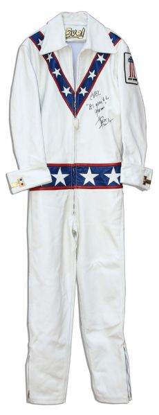  Evel Knievel memorabilia George Hamilton Signed Evel Knievel Suit -- From Production of Biographical Film ''Evel Knievel'' Starring Hamilton as The Motorcycle Hero