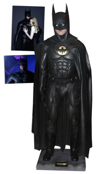 Val Kilmer ''Batman Forever'' Batsuit on a Life Size Display With Reproduction Gloves, Boots & Belt