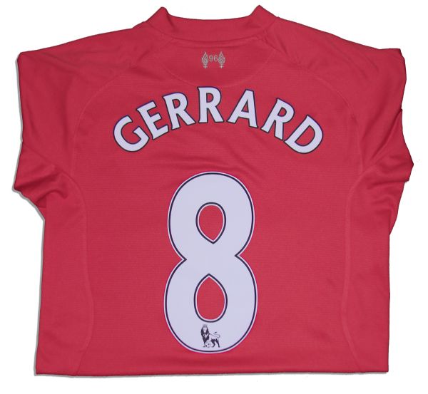 Liverpool's Steven Gerrard Match Worn Shirt Signed by 17 Footballers