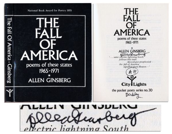 Allen Ginsberg Signed Poetry Book ''The Fall of America''