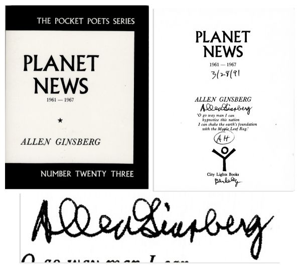 Allen Ginsberg Signed Poetry Book ''Planet News''