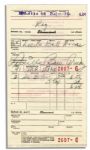 1956 Lucille Ball Receipt Signed -- During the I Love Lucy Years