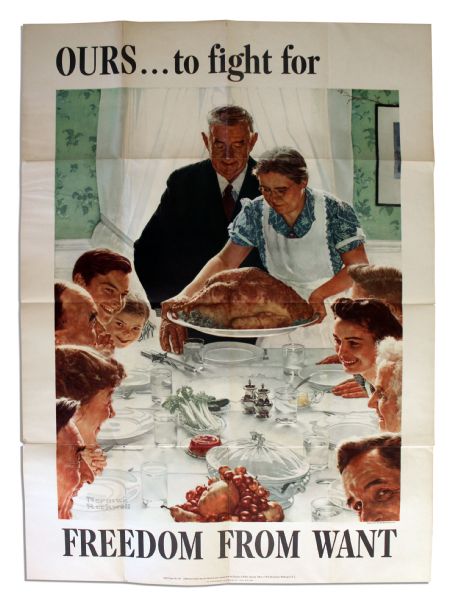 Norman Rockwell Wartime Poster -- ''Freedom From Want'' -- 28.5'' x 40''