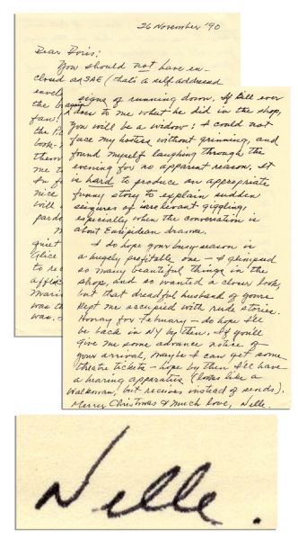 Clever Harper Lee Autograph Letter Signed -- ''...thank you for alll the things you do, have done, and will do. (This reads like Nixon's pardon.)...''