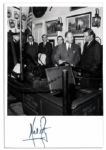 Neil Armstrong Signed Photo & Signed Program From National Geographic's 1970 Hubbard Medal Ceremony -- Fantastic Lot of Two Signatures by the Elusive Astronaut
