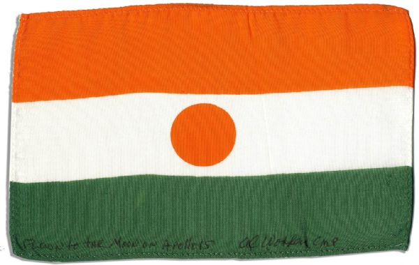Apollo 15 Flown Niger Flag -- Signed & Inscribed by Al Worden