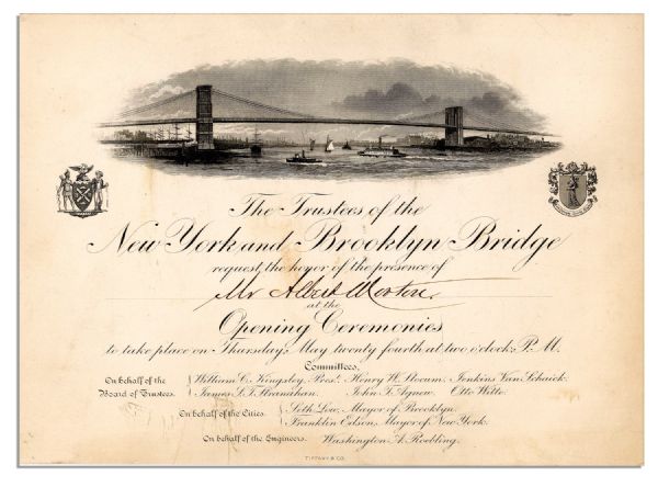 Invitation to The Opening Ceremonies of the Brooklyn Bridge