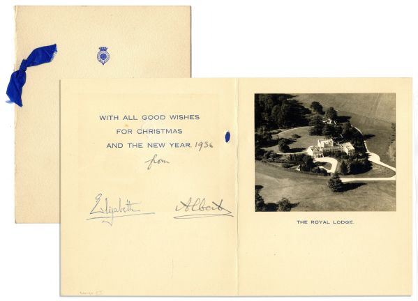 King George VI & Queen Mother Elizabeth Signed 1935 Christmas Card