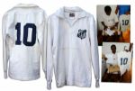 Pele Original 1960s Santos Jersey -- Worn by the Top Scorer in Soccer Named Athlete of the Century -- With COA from Brazil World Cup Teammate & Winner, Marco Antonio