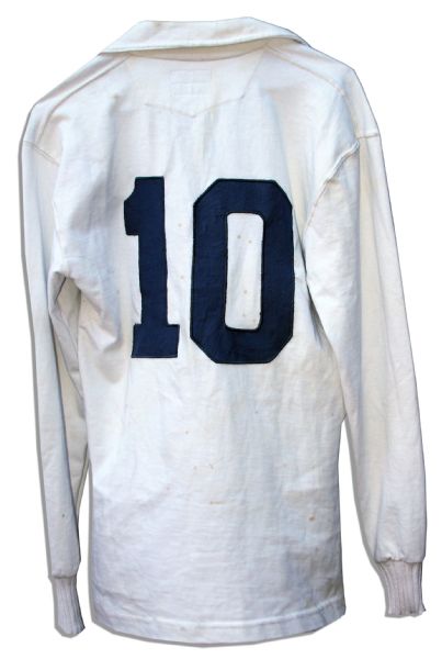 Pele Original 1960's Santos Jersey -- Worn by the Top Scorer in Soccer Named ''Athlete of the Century'' -- With COA from Brazil World Cup Teammate & Winner, Marco Antonio