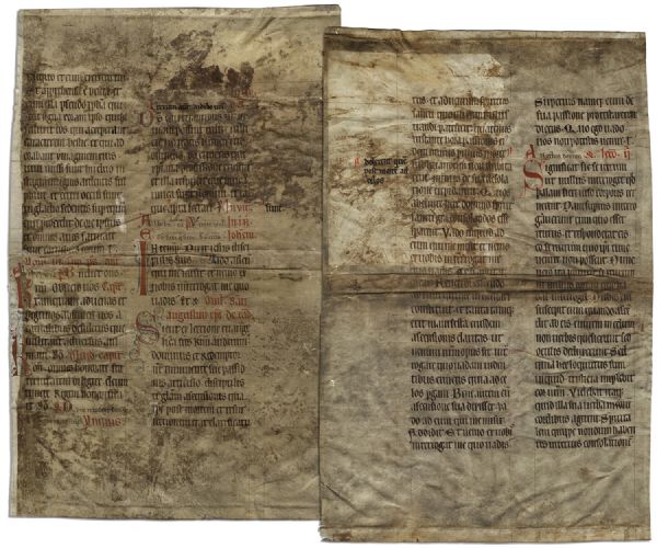 12th Century Vellum Leaf Removed From a German Breviary -- ''Third Sunday After Easter'' Printed in Latin in Romanesque Script