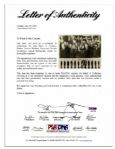 Multi-Presidential Signed Photo: Eisenhower, Truman, Hoover & Nixon Sign a Photo of Eisenhower's Inauguration -- Framed in Wood From Inauguration Stand -- With PSA/DNA COA for All Signatures