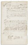 William Penn Document Signed -- Regarding a Financial Agreement Circa 1707