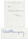 Hemingway Letter Signed the Year Before His Suicide -- ... for the material sent to Spain last summer... -- Referring to the Trip Where He Wrote His Swansong The Dangerous Summer