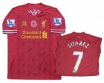 Liverpools Luis Suarez Match Worn Shirt -- Team Signed