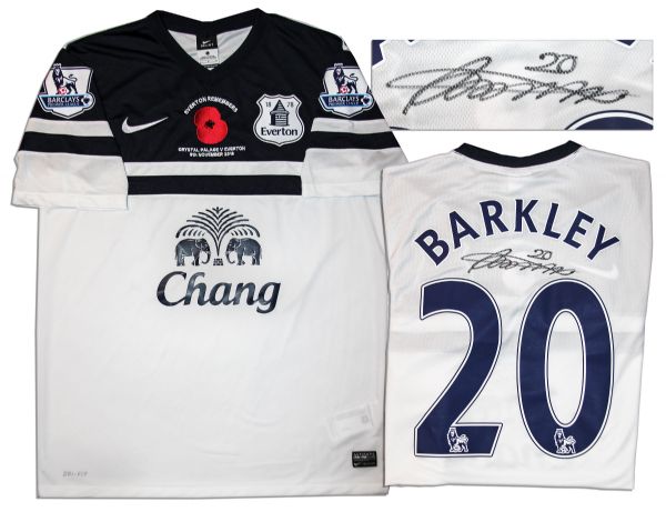 Ross Barkley Match Worn Everton Football Shirt Signed