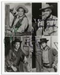 Bonanza Cast Signed 10 x 8 Photo -- Pernell Roberts, Lorne Greene and Michael Landon