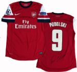 Lukas Podolski Match-Worn Arsenal Home Jersey Signed -- From the 2012 UEFA Champions League Match Where Podolski Scored to Win