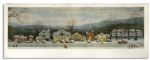 Master of Americana, Norman Rockwell Signed Print of His Well-Known Piece ''Stockbridge Main Street at Christmas''