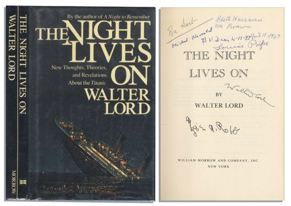 Titanic Book ''The Night Lives On'' Signed by the Author & 6 Survivors -- Michel Navratal, Eva Hart, Bertram Dean, Edith Haisman nee Brown, Maggie Robb & Louise Pope