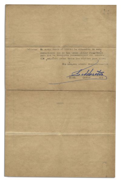 Fidel Castro Document Signed as President of Cuba