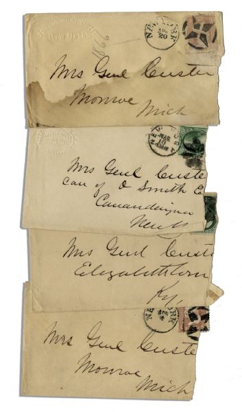 Lot of 26 George Custer Envelopes Made Out in His Hand to his Wife -- ''Mrs. Genl Custer''