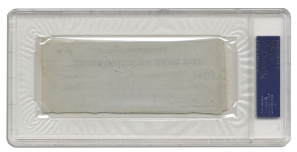 Martin Van Buren Signed Check -- With PSA/DNA COA & Encapsulation