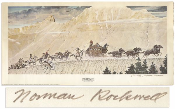 Norman Rockwell Signed Print of ''Stagecoach'' -- Art Done for the 20th Century Fox Film in 1966