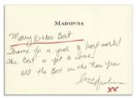 Madonna Christmas Card Signed -- Merry X-mas Bert