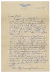 Early Gus Grissom Autograph Letter Signed to His Mother as an Air Force Cadet & Actor in ''Air Cadet'' -- ''...I'll be flying jets at Williams Field before very long...''