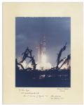 Alan Shepard Signed Photo Display -- Depicting the Launch of Apollo 14