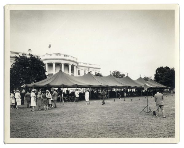 Collection of Three Official White House 10'' x 8'' Photos Including One of JFK -- Taken on The White House Lawn at Jackie Kennedy's First Concert For Crippled Children in 1961