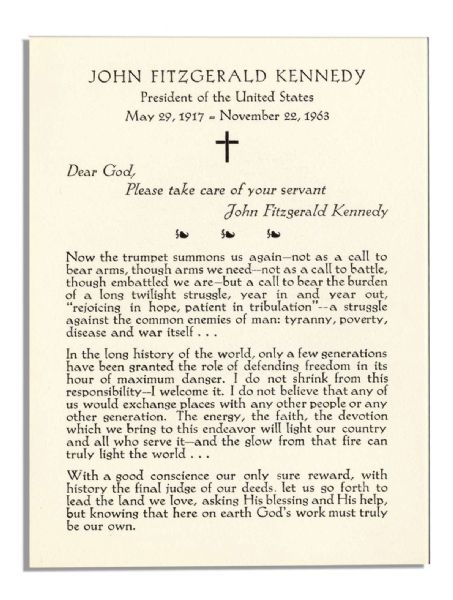 President John F. Kennedy Collection of White House Congratulations Cards , Invitations & Religious Cards 