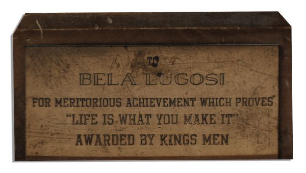 Rare Award Bestowed Upon The Original Count Dracula, Bela Lugosi; The Only Movie Award He Ever Received